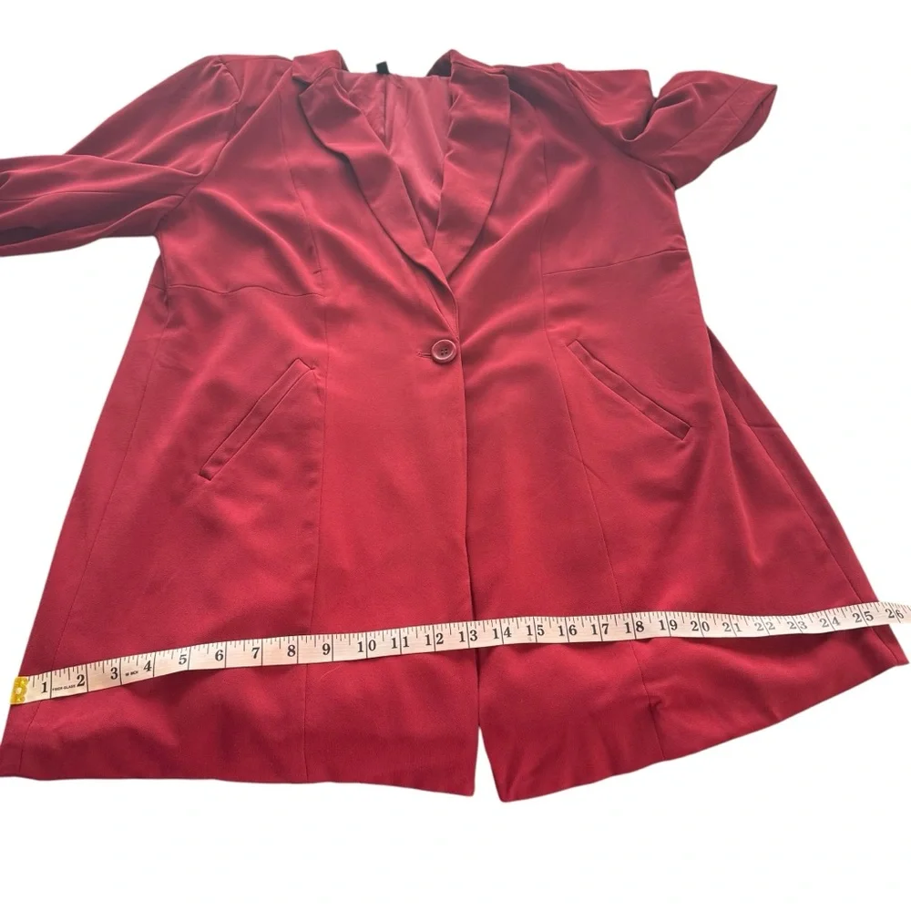 Torrid Studio Crepe Longline Blazer Single Button Breasted Long Jester Red 1X - Picture 14 of 15